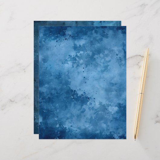 インク動揺してブルー背景スクラップブック紙 (正面/裏面インサイチュ)