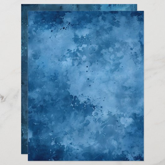 インク動揺してブルー背景スクラップブック紙 (正面/裏面)