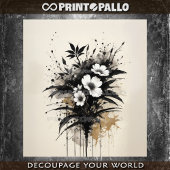 インク垂れ白い花束 薄葉紙