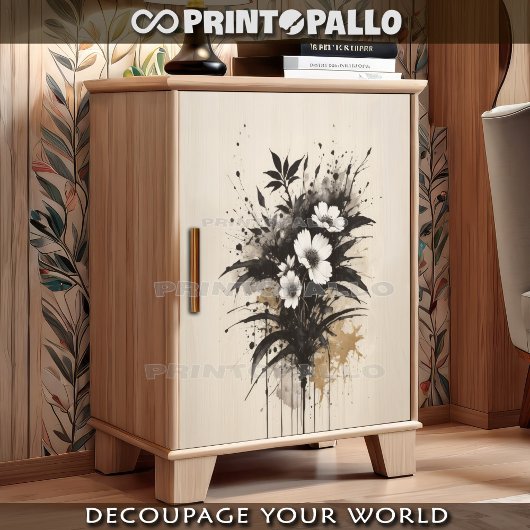 インク垂れ白い花束 薄葉紙