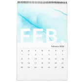 インク大理石のテクスチャモダン月単位カレンダー カレンダー (2月 2026)