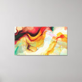 インク大理石の流れるカラフルシェイプ抽象芸術アート キャンバスプリント (正面)