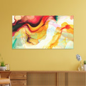インク大理石の流れるカラフルシェイプ抽象芸術アート キャンバスプリント (インサイチュ (リビング))