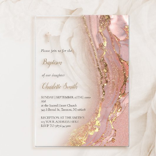 インク大理石 | バプテスマ アクリル招待状