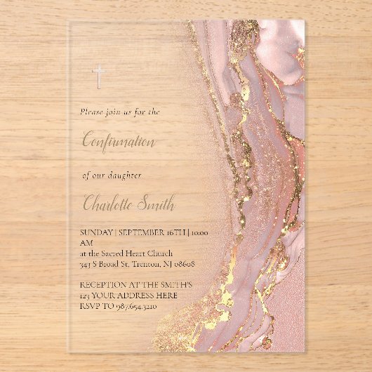 インク大理石 | 確認 アクリル招待状 (正面)