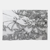 インク女神の芸術を一掃異教のする キッチンタオル (横)