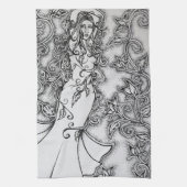 インク女神の芸術を一掃異教のする キッチンタオル (縦)