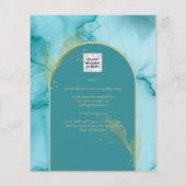 インク抽象芸術ターコイズティール（緑がかった色）金ゴールド結婚式 (裏面)