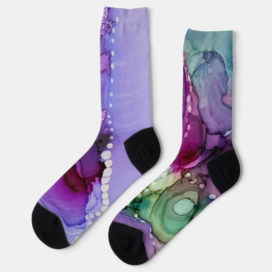 インク数々の色アルコールインク液抽象芸術 ソックス (左)