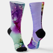 インク数々の色アルコールインク液抽象芸術 ソックス (傾斜あり)