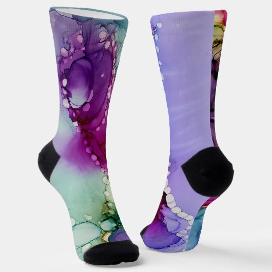 インク数々の色アルコールインク液抽象芸術 ソックス (傾斜あり)