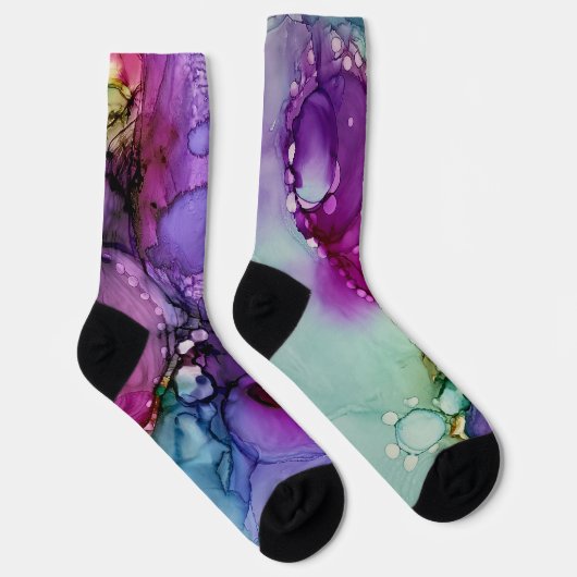 インク数々の色アルコールインク液抽象芸術 ソックス (右)