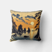 インク日本のスタイルビーチサンセット クッション (裏面)