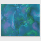 インク液ブルー絵を描エメラルドサファイアグリーン ラッピングペーパー (フラット)