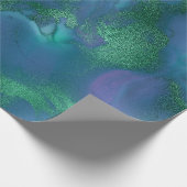 インク液ブルー絵を描エメラルドサファイアグリーン ラッピングペーパー (角)