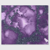 インク液絵を描アメジスト紫ブラックグリットグレー ラッピングペーパー (フラット)