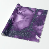 インク液絵を描アメジスト紫ブラックグリットグレー ラッピングペーパー (アンロールド)