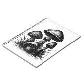 インク画のキノコの群生トートバッグ ノートブック (左側)