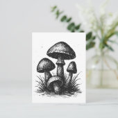 インク画のキノコの群生トートバッグ ポストカード (スタンド正面)