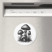 インク画のキノコの群生トートバッグ マグネット (インサイチュ (食洗機))