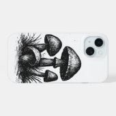 インク画のキノコの群生トートバッグ iPhone 15ケース (裏面横)