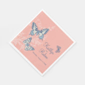 インク結婚アートの蝶の珊瑚とぼんやりした青 スタンダードランチョンナプキン (角)