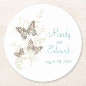 インク結婚クのティール(緑がかった色)紙コースター ラウンドペーパーコースター (正面)