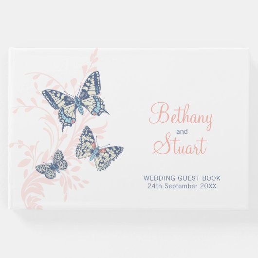 インク結婚ド芸術蝶コーラルゲストブック ゲストブック (正面)