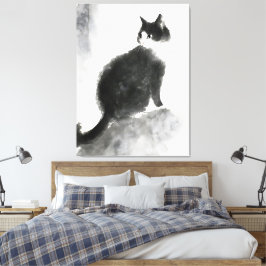 インク絵を描の可愛い猫の壁アートキャンバスアートデコール キャンバスプリント