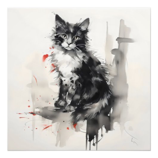 インク絵を描の子猫自然 フォトプリント            (正面)