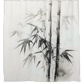 インク絵を描の竹 シャワーカーテン (正面)