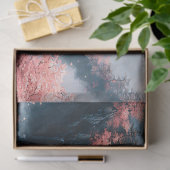 インク絵を描の花の木と滝 薄葉紙 (ギフト)