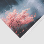 インク絵を描の花の木と滝 薄葉紙 (詳細)