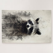 インク絵を描はアライグマパズル ジグソーパズル (横)