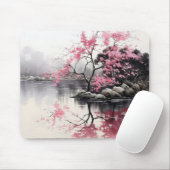 インク絵を描春桜 マウスパッド (マウス)