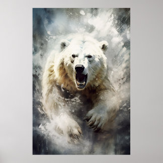インク絵画の白いクマのポスター ポスター