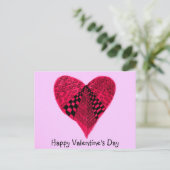 インク赤手引きバレンタインハート シーズンポストカード (スタンド正面)