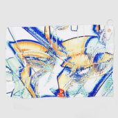 インク走が複数の方向にある場合オレンジ、青 ゴルフタオル (横)