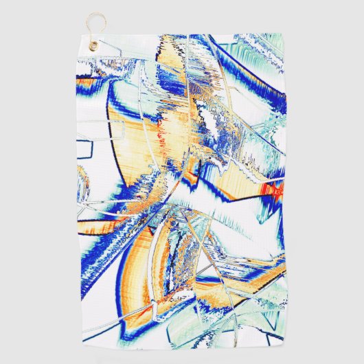 インク走が複数の方向にある場合オレンジ、青 ゴルフタオル (正面)