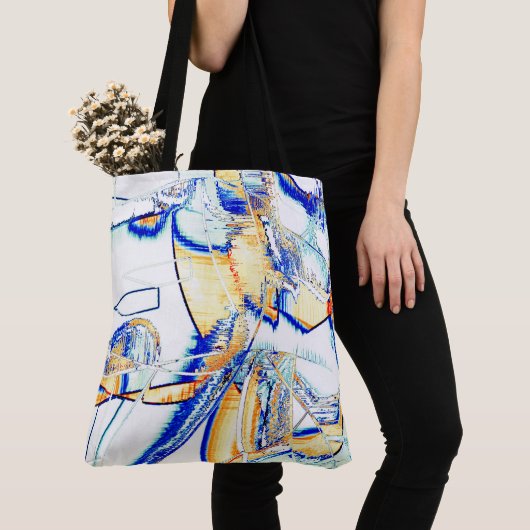 インク走が複数の方向にある場合オレンジ、青 トートバッグ (クローズアップ)