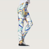 インク走が複数の方向にある場合オレンジ、青 レギンス (右)