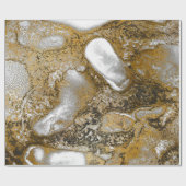 インク金ゴールド液絵を描灰色白黒抽象芸術 ラッピングペーパー (フラット)