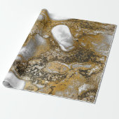 インク金ゴールド液絵を描灰色白黒抽象芸術 ラッピングペーパー (アンロールド)