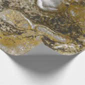 インク金ゴールド液絵を描灰色白黒抽象芸術 ラッピングペーパー (角)