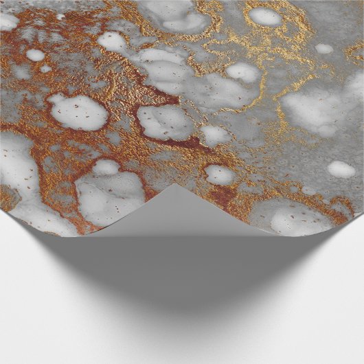 インク銅金ゴールド液グレー絵を描バルガンディーホワイト ラッピングペーパー (角)