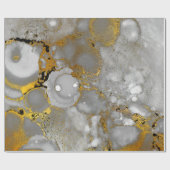 インク銅金ゴールド液絵を描灰色白黒 ラッピングペーパー (フラット)