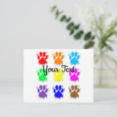 インク(ばちゃばちゃ)跳ねるドッグポーパターンカスタム文字 ポストカード (スタンド正面)