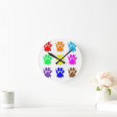 インク(ばちゃばちゃ)跳ねるドッグポーパターン ラウンド壁時計 (ホーム)