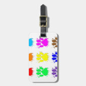 インク（ばちゃばちゃ）跳ねるドッグポーパターン ラゲッジタグ (正面縦)