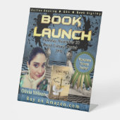 インク(ばちゃばちゃ)跳ねるプロフェッショナルブックの起動ブルー 台座サイン (正面)